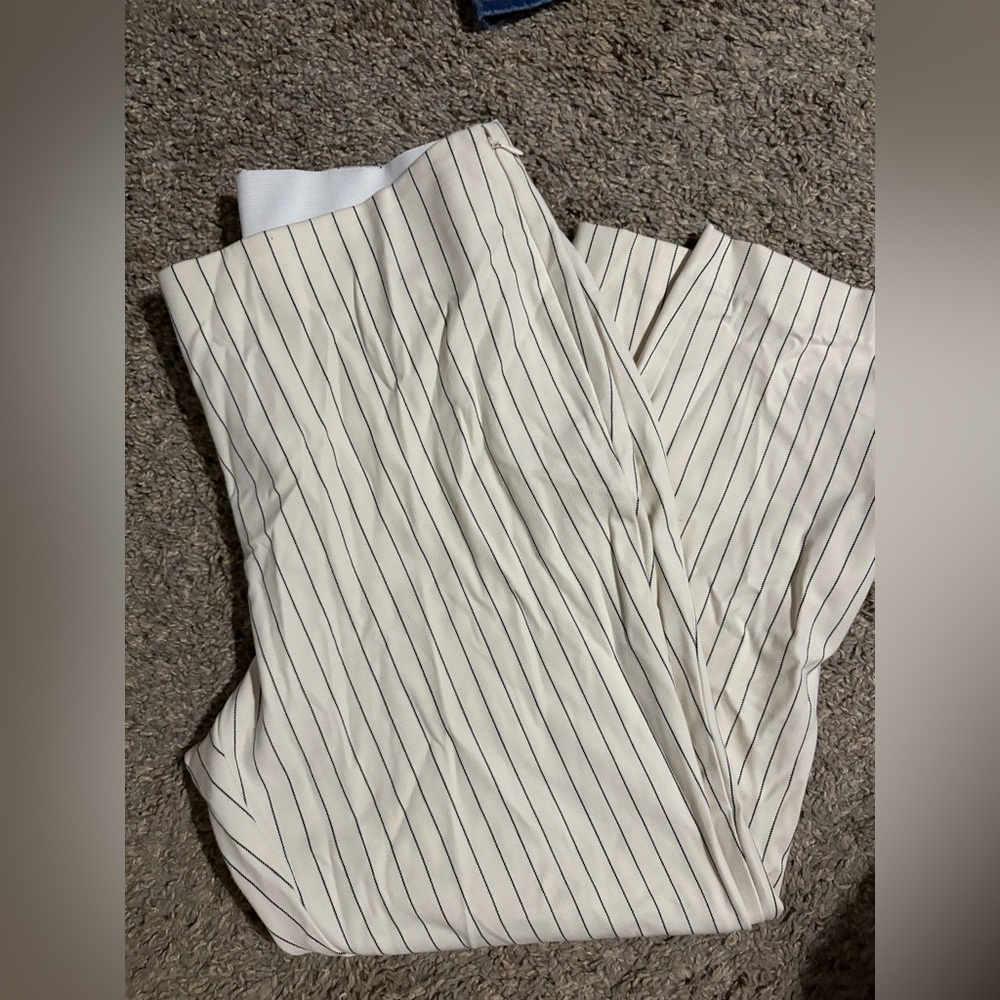A New Day Cream and Black Striped Trousers